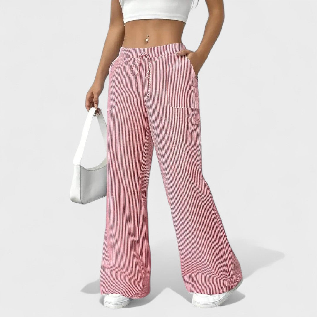 Maria - Calças largas confortáveis com detalhes elegantes