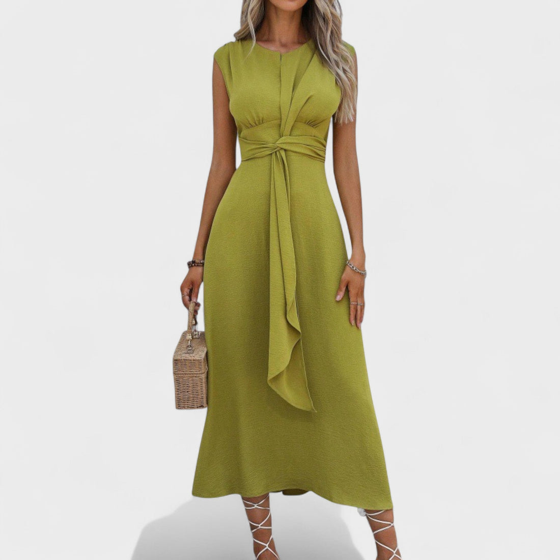 Emilia - Vestido maxi elegante sem mangas e gola redonda