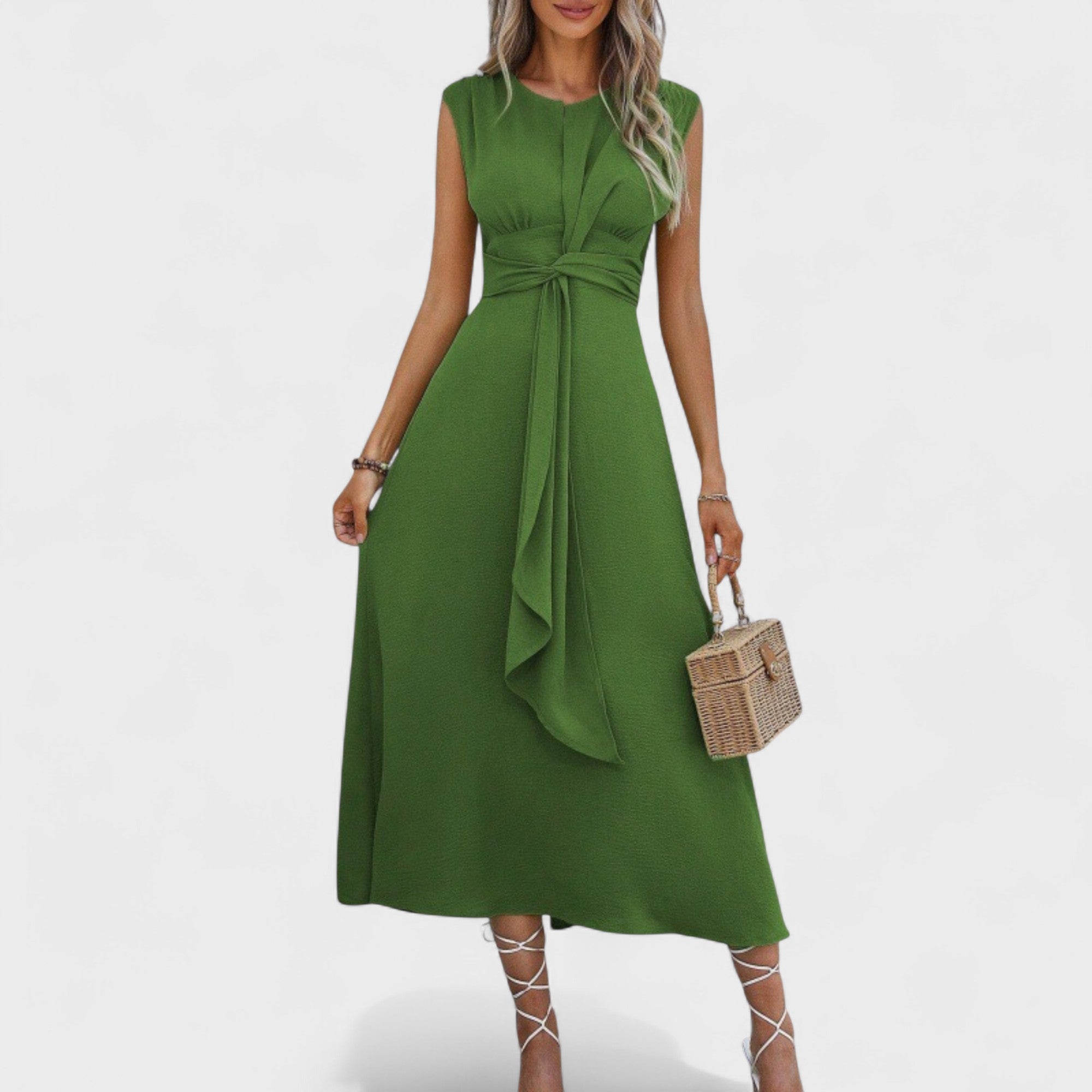 Emilia - Vestido maxi elegante sem mangas e gola redonda