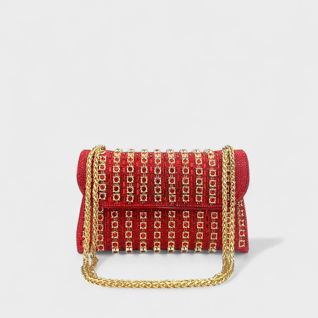 Claudia - Bolsa de ombro com corrente elegante e diamantes coloridos