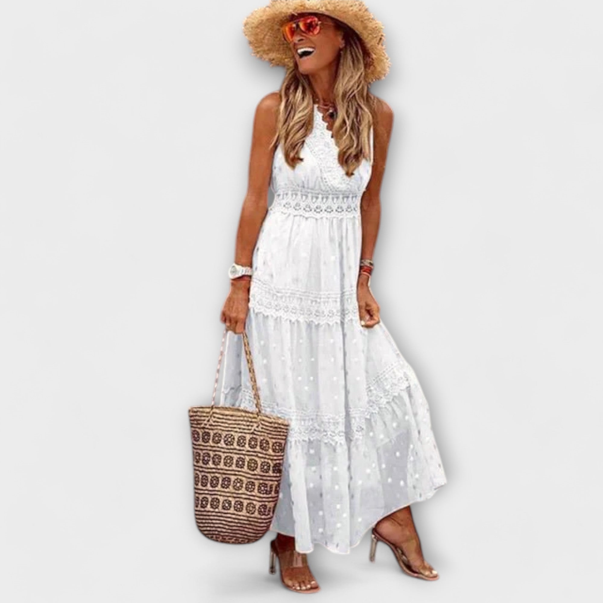 Lola - Vestido maxi com renda boho